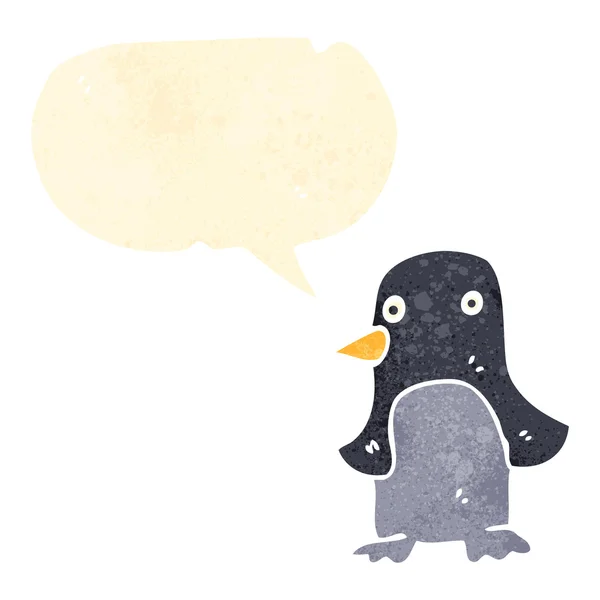 Desenhos animados retro falando pinguim — Vetor de Stock