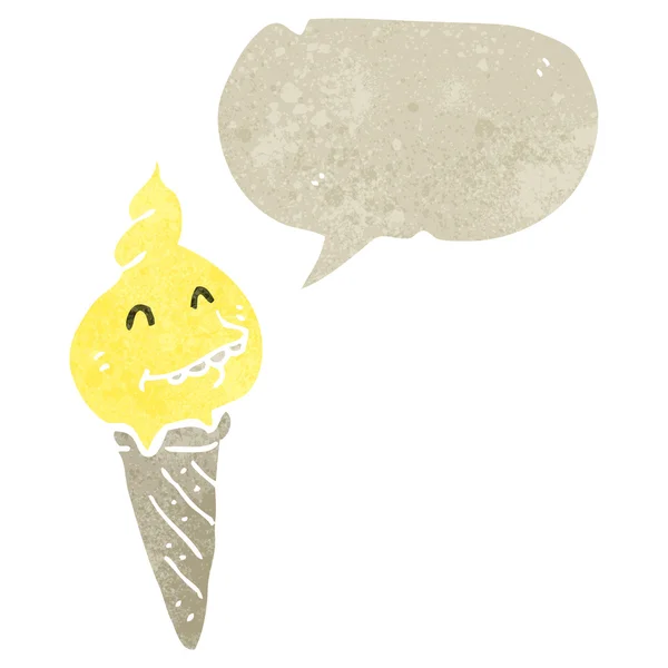 Retro karikatura tání zmrzliny kornout — Stockový vektor