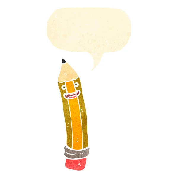 Retro cartoon pencil with speech bubble — Stock Vector
