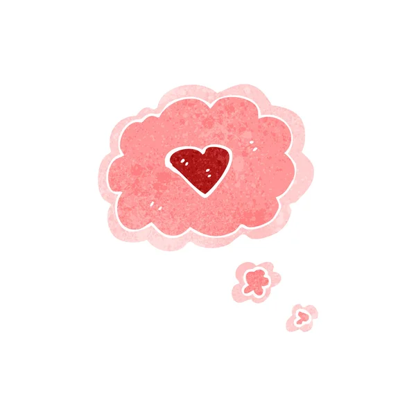 Dessin animé amour coeur pensée nuage — Image vectorielle