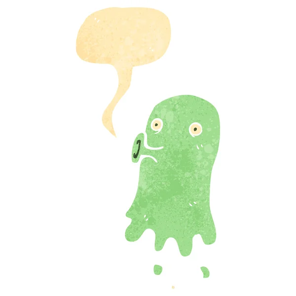 Retro cartoon spooky ghost with speech bubble — Stock Vector