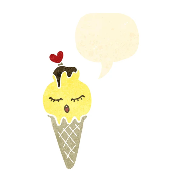 Cono de helado de dibujos animados retro — Vector de stock