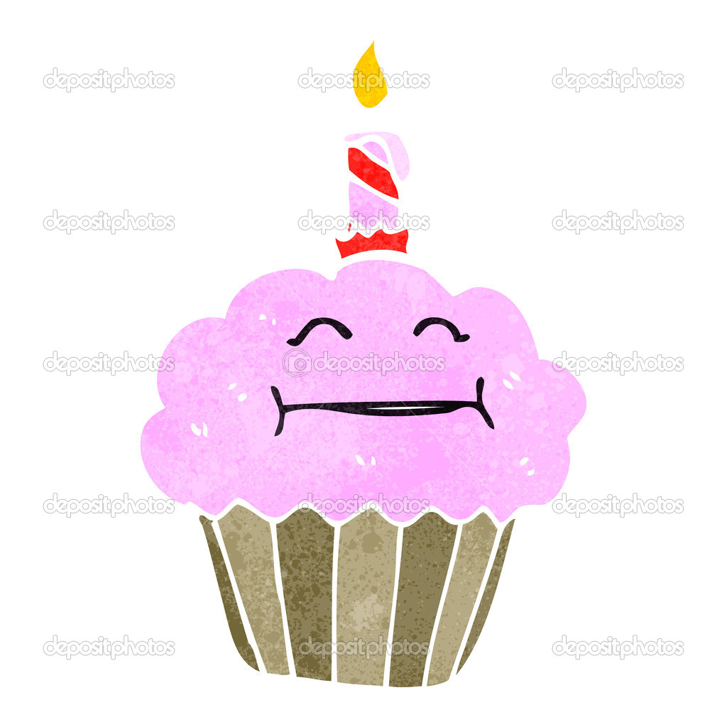 Cupcake retr² dei cartoni animati — Vettoriale Stock