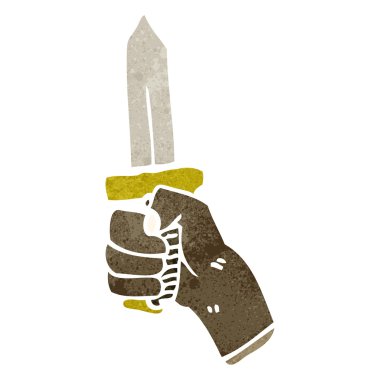 Retro karikatür eli bıçaklı