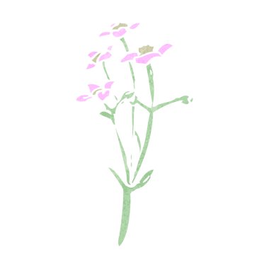 Retro çizgi film yaban çiçekleri