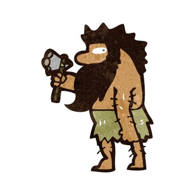 Retro karikatür mağara adamı