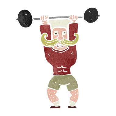 çizgi filmdeki adam ağırlık kaldırıyor.