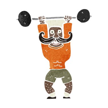 retro karikatür adam ağırlık kaldırma