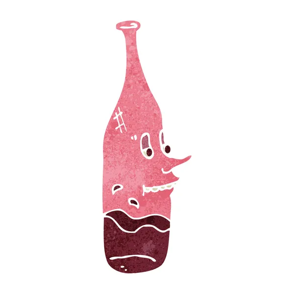 Retro desenho animado garrafa de vinho tinto —  Vetores de Stock