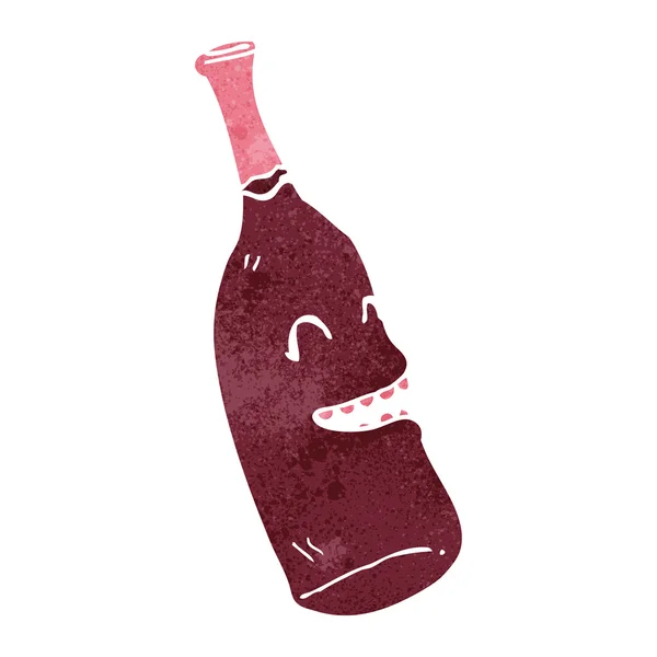 Bouteille de vin rouge dessin animé rétro — Image vectorielle