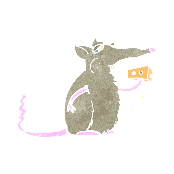 Retro rajzfilm patkány sajt — Stock Vector