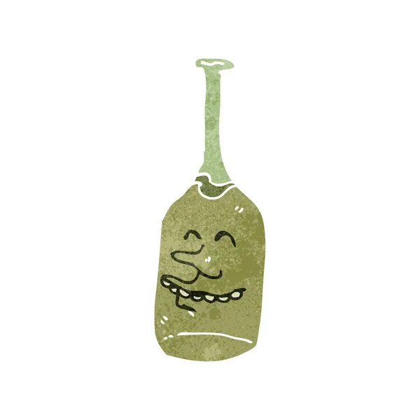 Retro cartone animato bottiglia di vino bianco — Vettoriale Stock