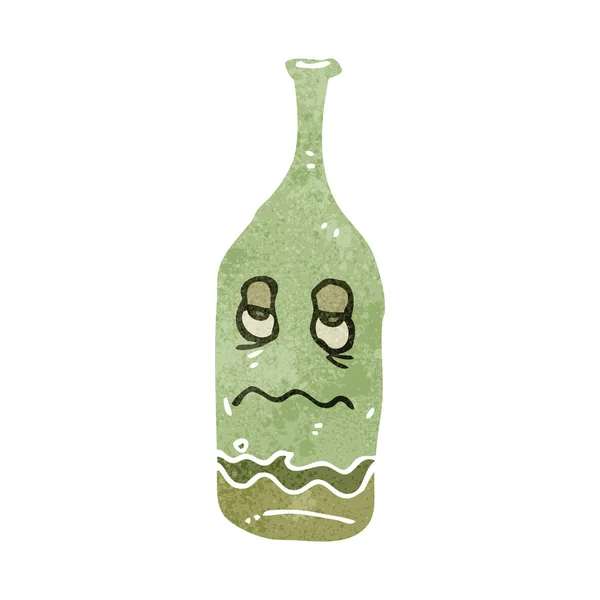 Retro kreskówkowa butelka białego wina — Wektor stockowy