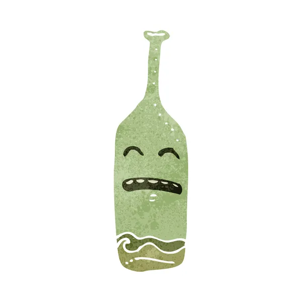 Retro çizgi film beyaz şarap şişesi. — Stok Vektör