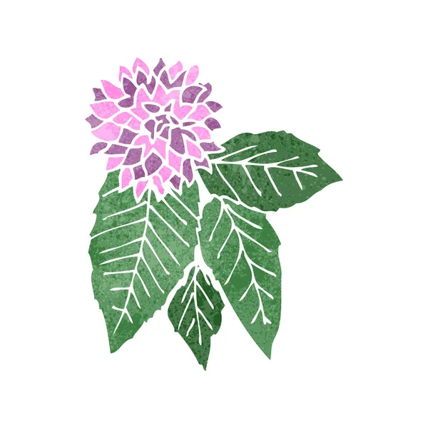 Retro tecknad blomma och blad — Stock vektor