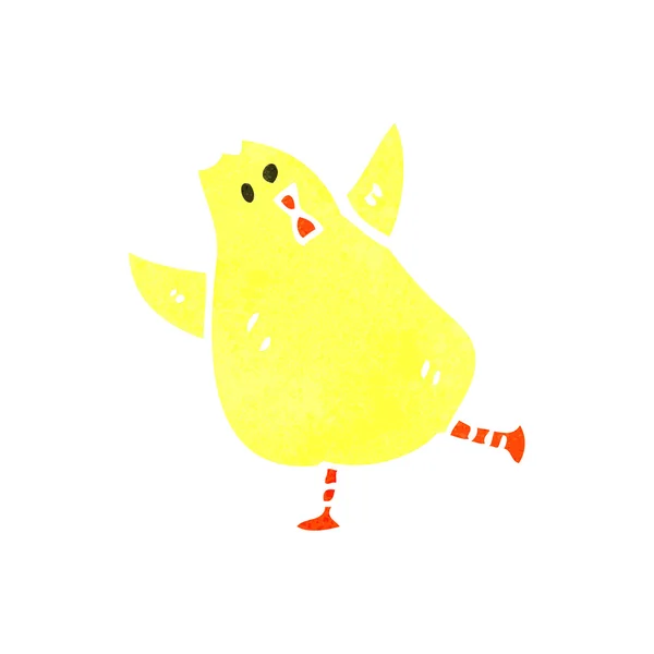 Retro dessin animé oiseau jaune — Image vectorielle