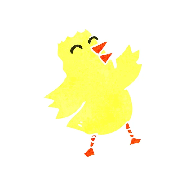Retro dibujos animados amarillo pájaro — Archivo Imágenes Vectoriales