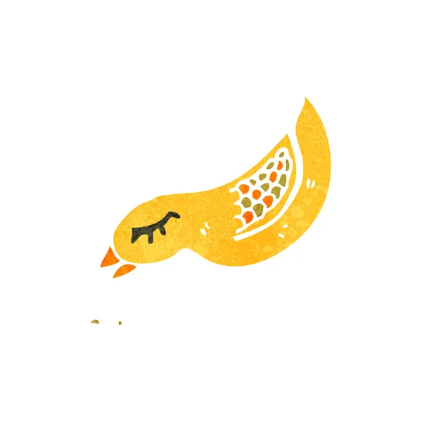 Retro dibujos animados pájaro picoteo semilla — Vector de stock