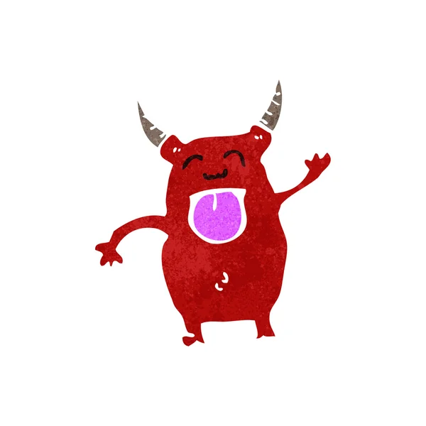 Retro desenho animado pequeno diabo — Vetor de Stock