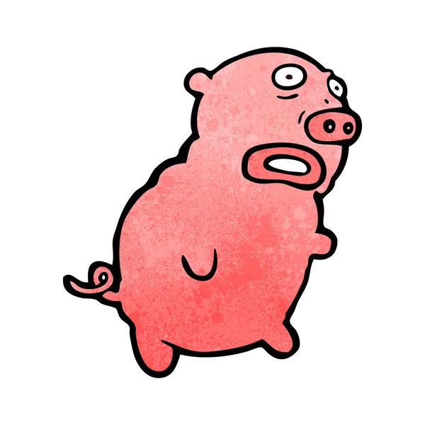 Retro cartoon funny pig — Stock Vector