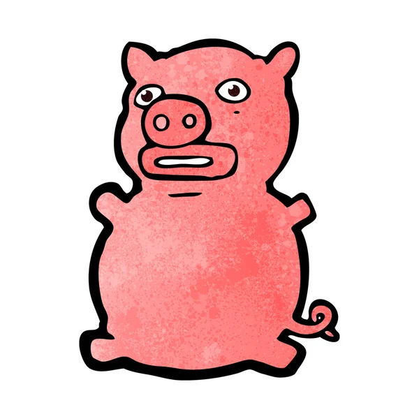 Cartone animato retrò divertente maiale — Vettoriale Stock