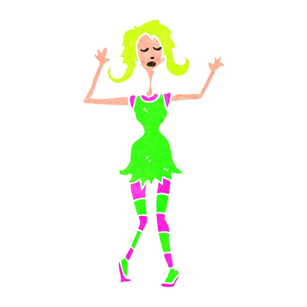 Rétro dessin animé femme danse — Image vectorielle