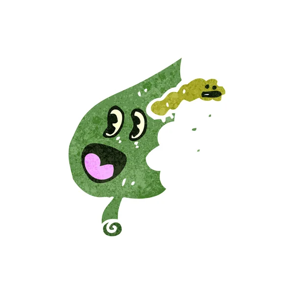 Retro cartoon caterpillar eating leaf — Stock Vector
