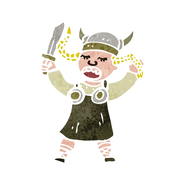 Desenhos animados cantando mulher viking —  Vetores de Stock
