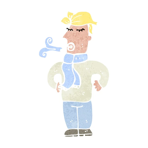 Uomo dei cartoni animati in tempo freddo — Vettoriale Stock