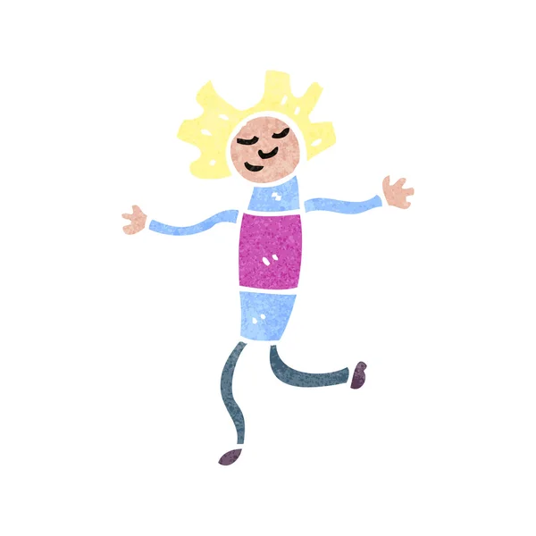 Cartoon dancing rag doll woman — Stock Vector