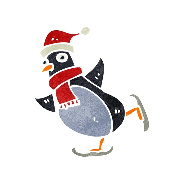 Dibujos animados patinaje Navidad robin — Archivo Imágenes Vectoriales