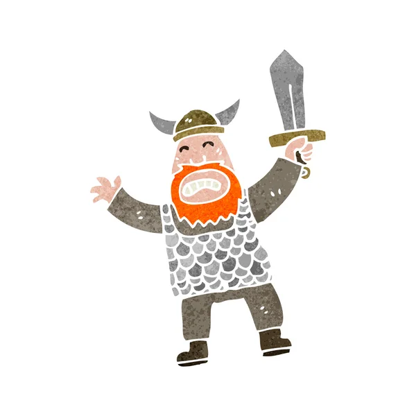 Retro karikatür viking — Stok Vektör