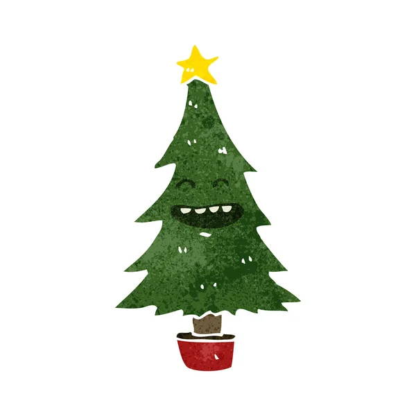 Albero di Natale cartone animato retrò — Vettoriale Stock