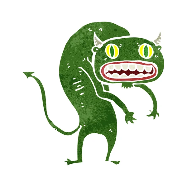 Retro desenho animado assustador monstro verde — Vetor de Stock