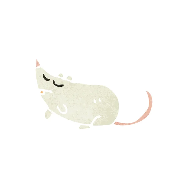 Rato branco de desenho animado retro — Vetor de Stock
