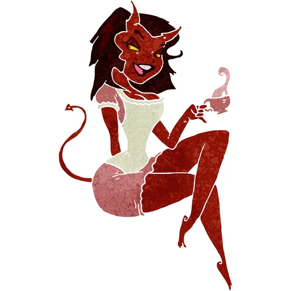 Retro cartoon devil girl — Stock Vector