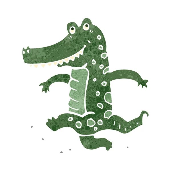 Retro cartoon dancing crocodile Stock Illustration