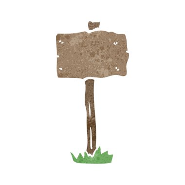 Retro karikatür eski ahşap işareti