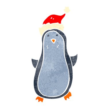 retro çizgi film noel pengueni