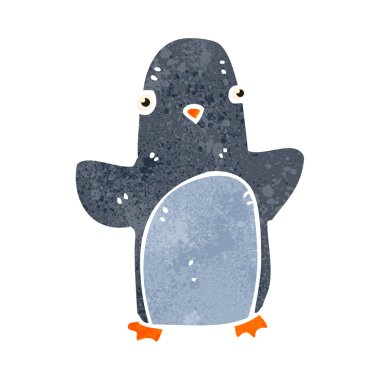 retro çizgi film noel pengueni