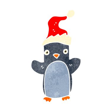 retro çizgi film noel pengueni