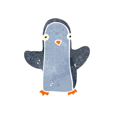 retro çizgi film noel pengueni