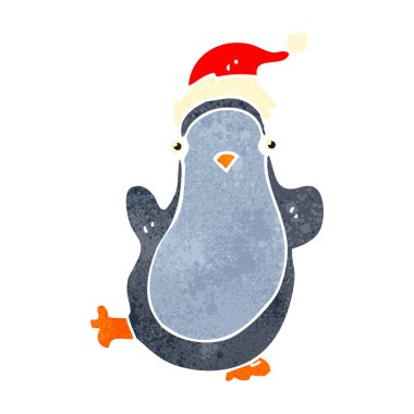 retro çizgi film noel pengueni