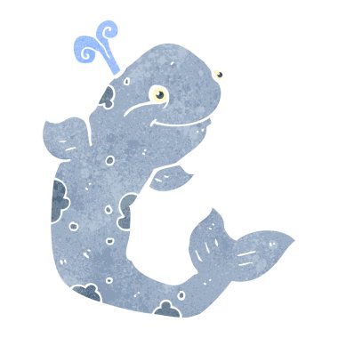 Retro karikatür mutlu balina