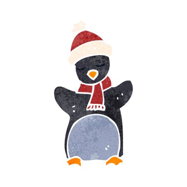 Retro karikatür komik penguen