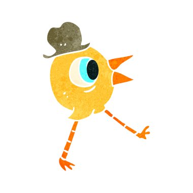 Retro karikatür yürüyen kuş