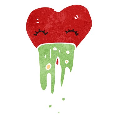 Retro çizgi film aşk hasta kalp