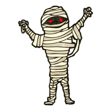 Retro karikatür spooky halloween mumya