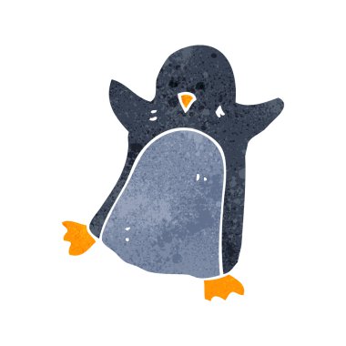 retro çizgi film noel pengueni