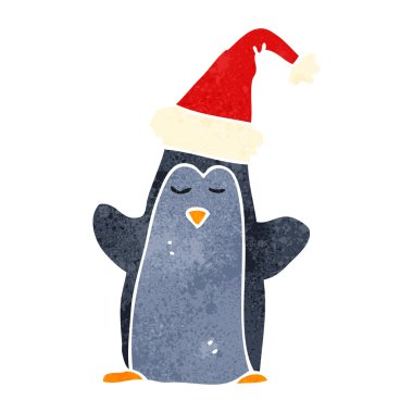 retro çizgi film noel pengueni